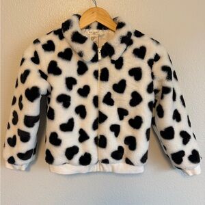 Max Studio Black and White Fuzzy Heart Jacket